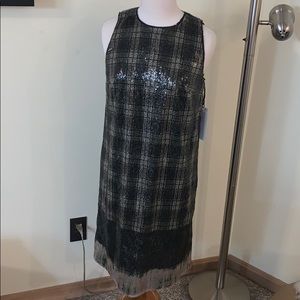 Worth silk plaid dress with sparkle. New